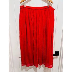 Erica Brooke Collection Women's Super Plus Pleated Lined Skirt Red Size 34